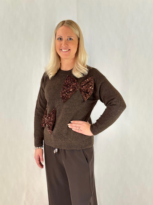 Pullover Glitzer Braun