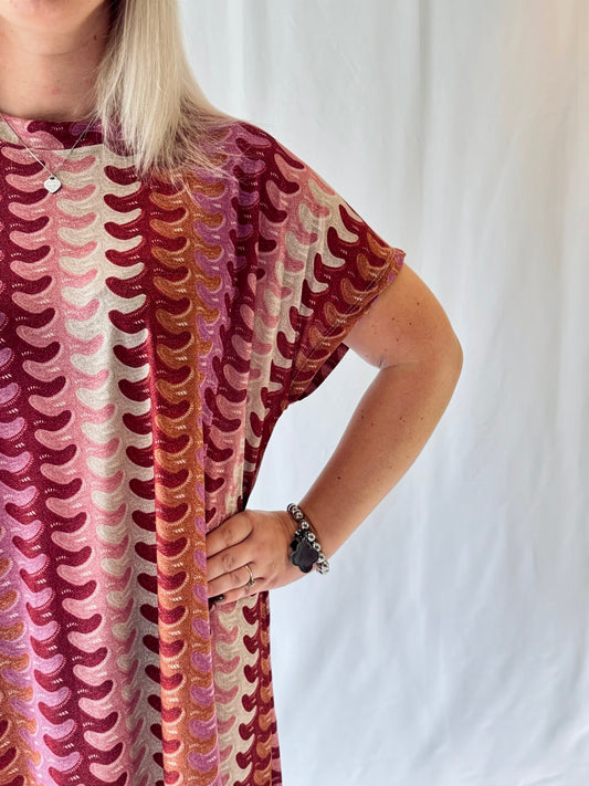 Maxikleid Beige/Bordeaux