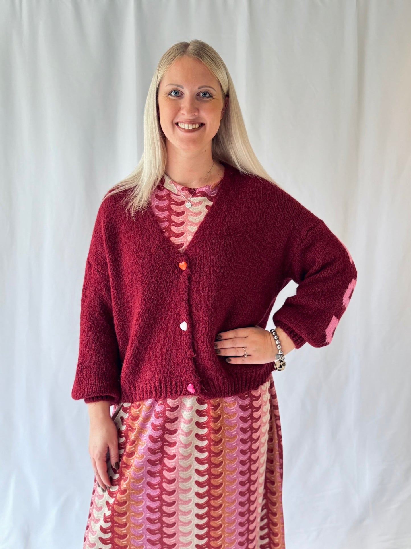 Maxikleid Beige/Bordeaux