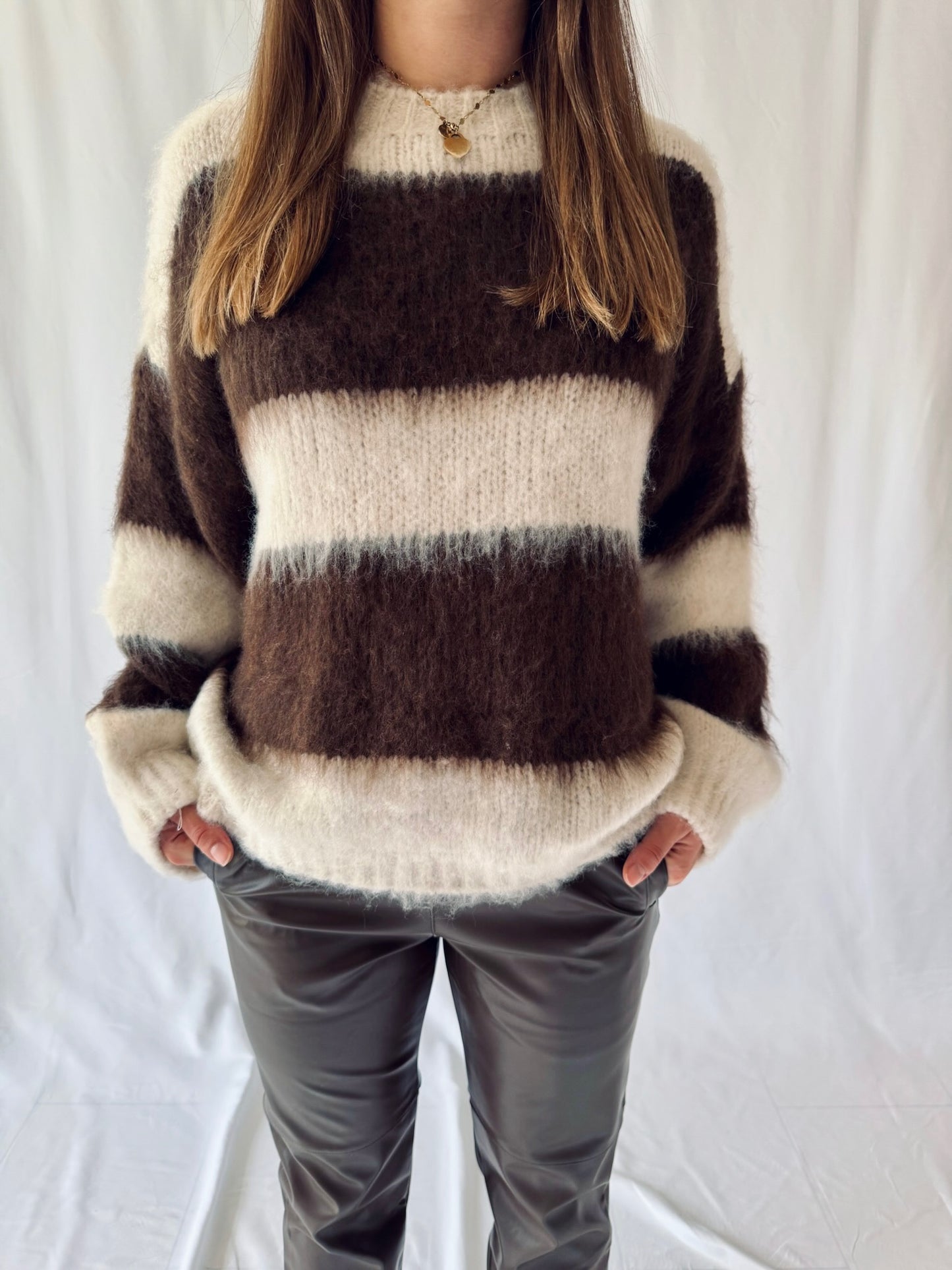 Pullover Braun Gestreift