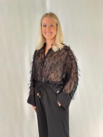 Glitzerbluse Schwarz