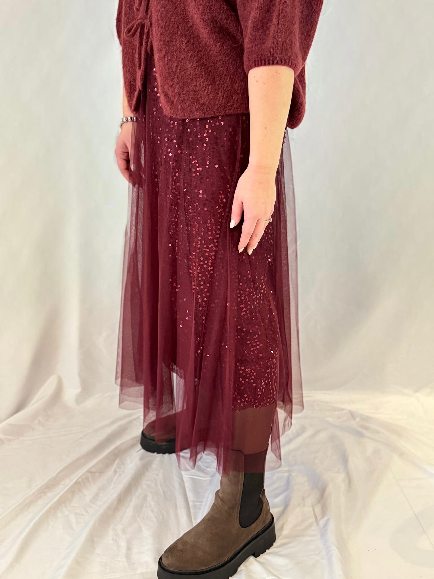 Tüllrock Glitzer Bodeaux