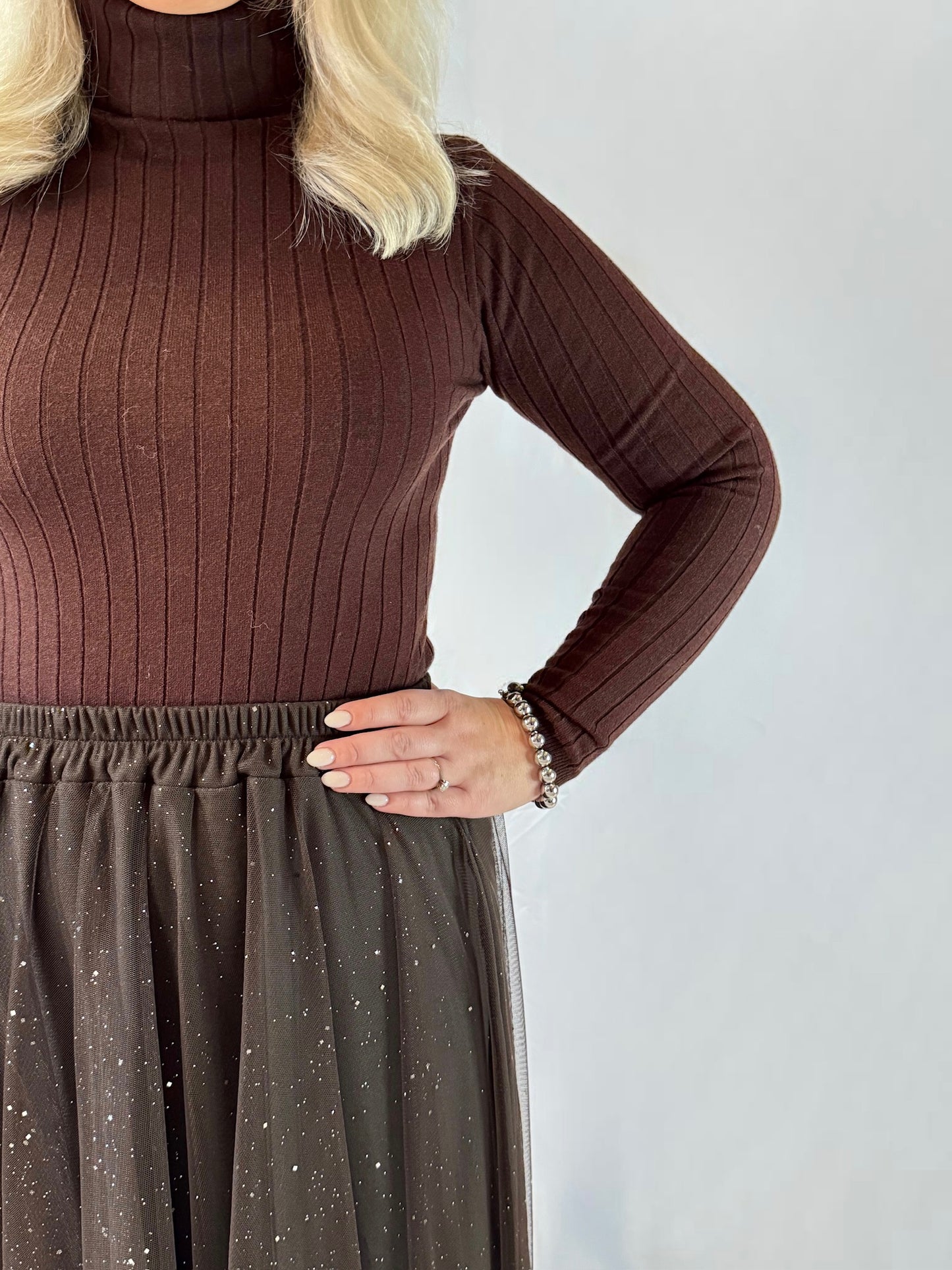 Rollkragen Pullover Braun