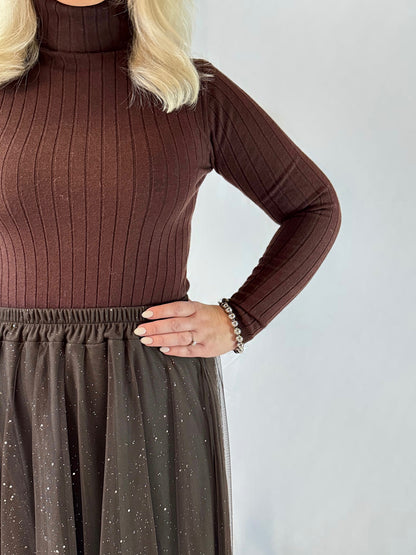 Rollkragen Pullover Braun