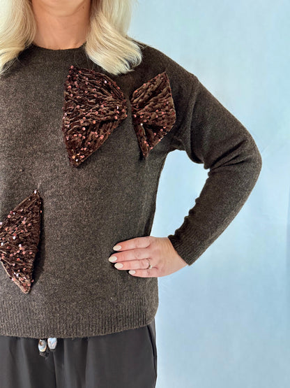 Pullover Glitzer Braun