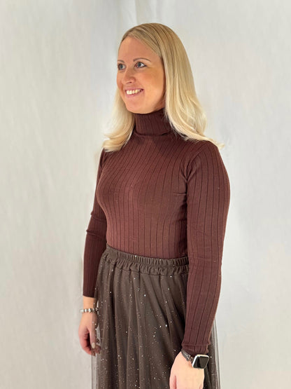 Rollkragen Pullover Braun