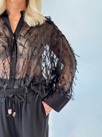 Glitzerbluse Schwarz