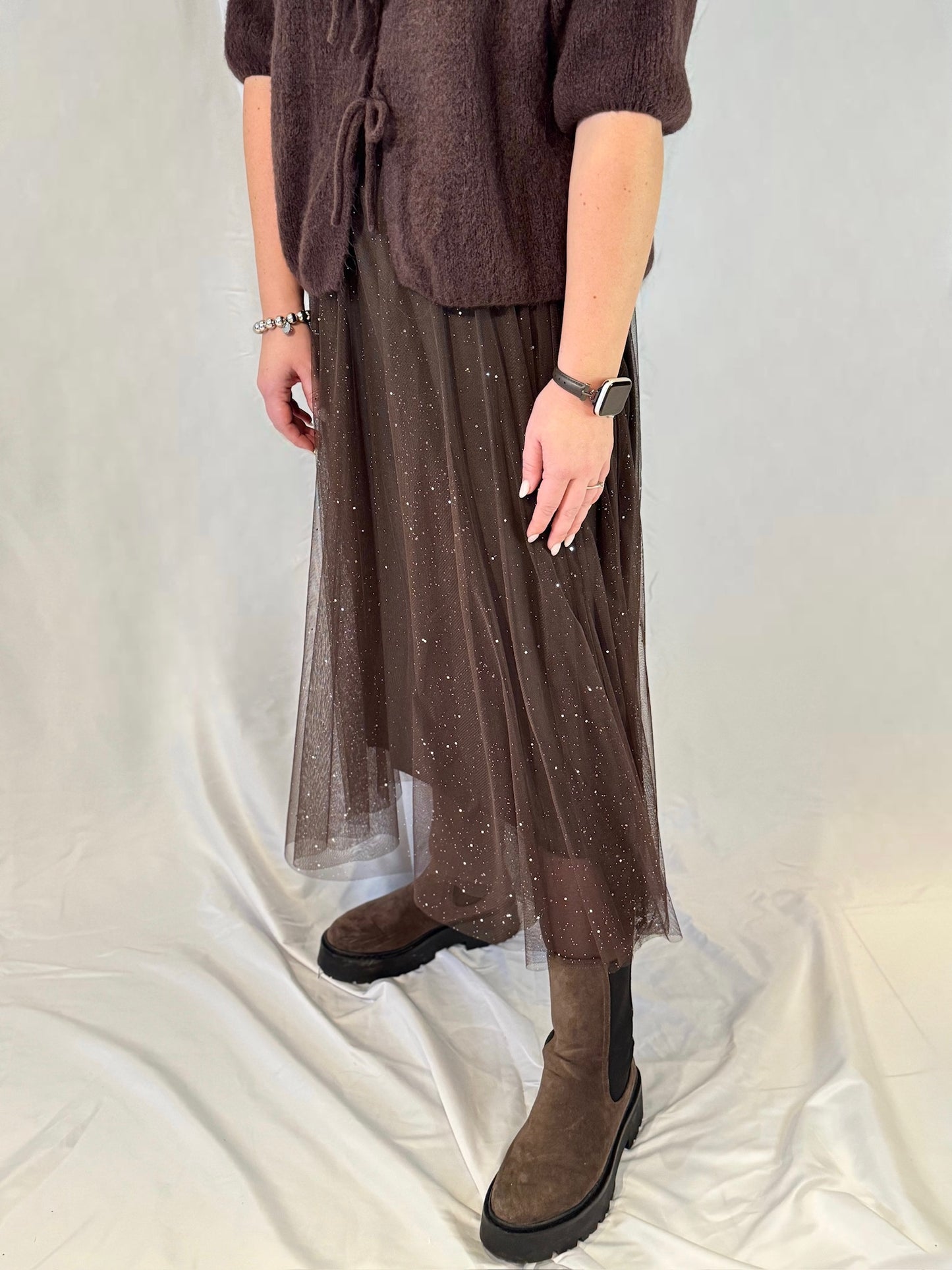 Tüllrock Braun Glitzer