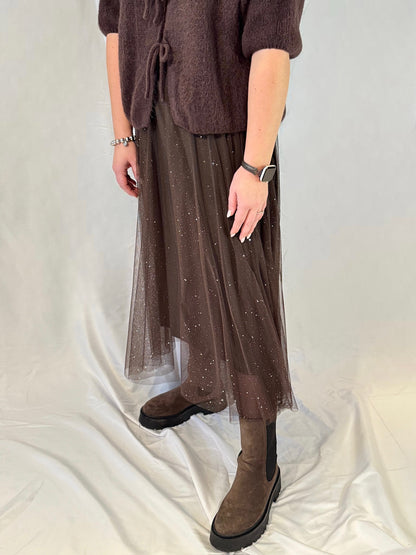 Tüllrock Braun Glitzer