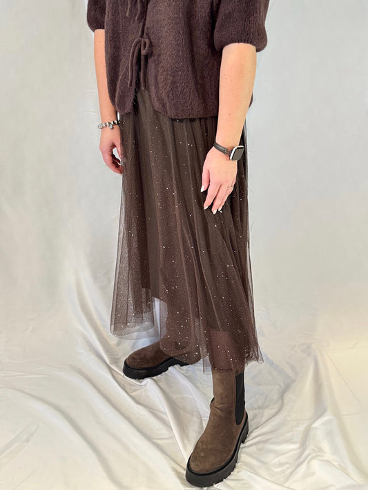 Tüllrock Braun Glitzer