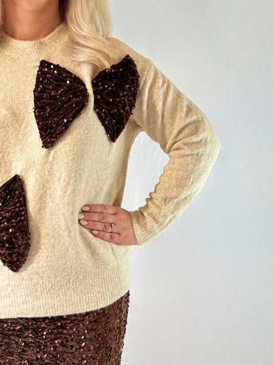 Pullover Glitzer Beige