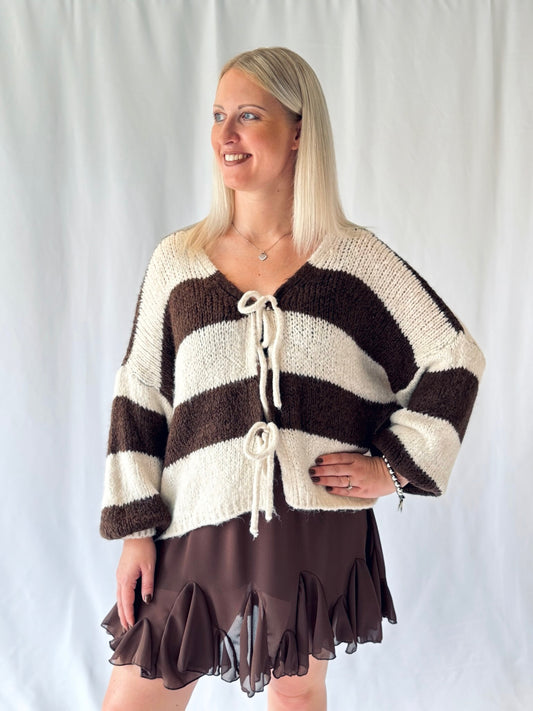 Strickjacke Braun Gestreift