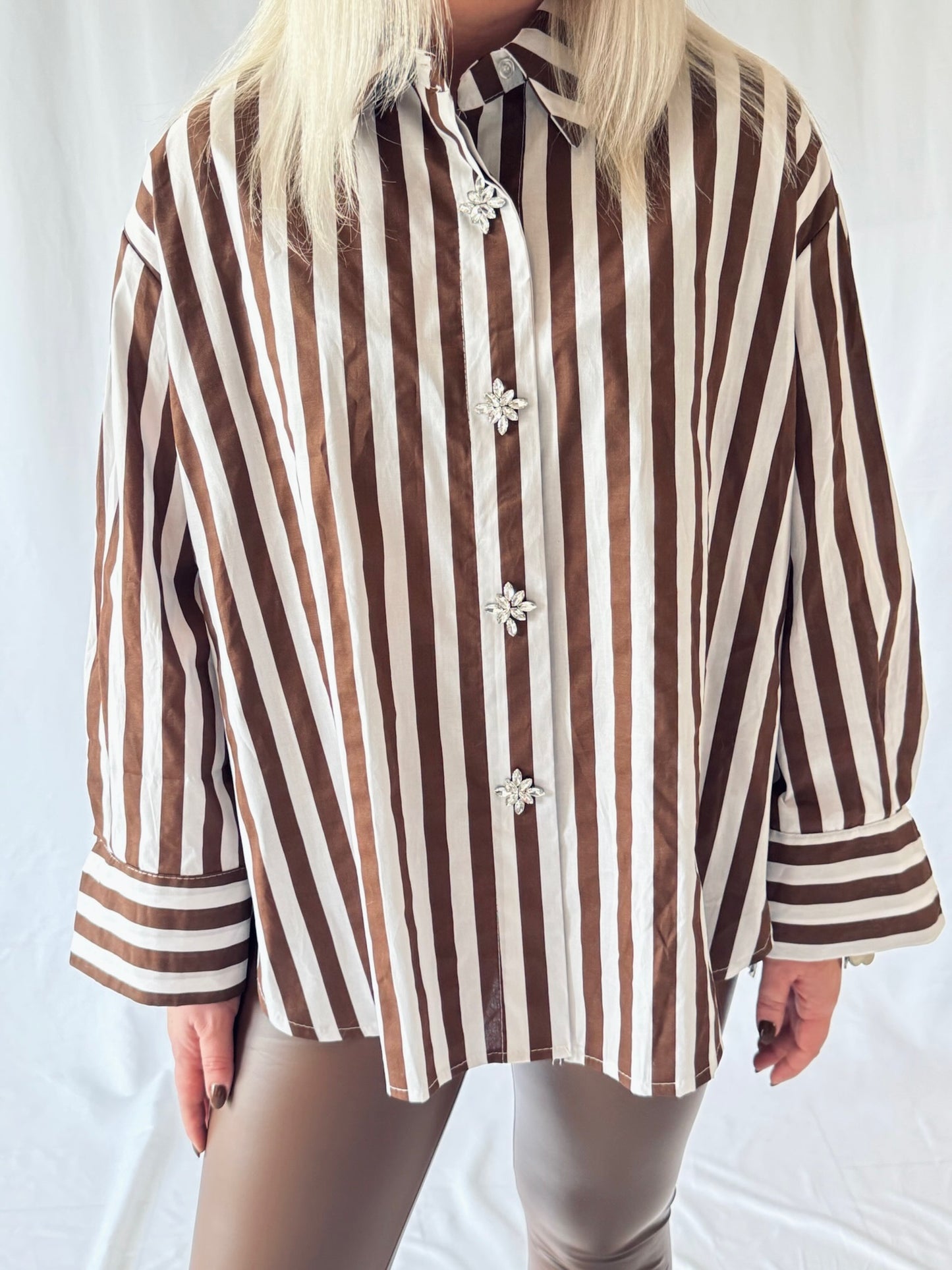 Bluse Braun/Weiß gestreift