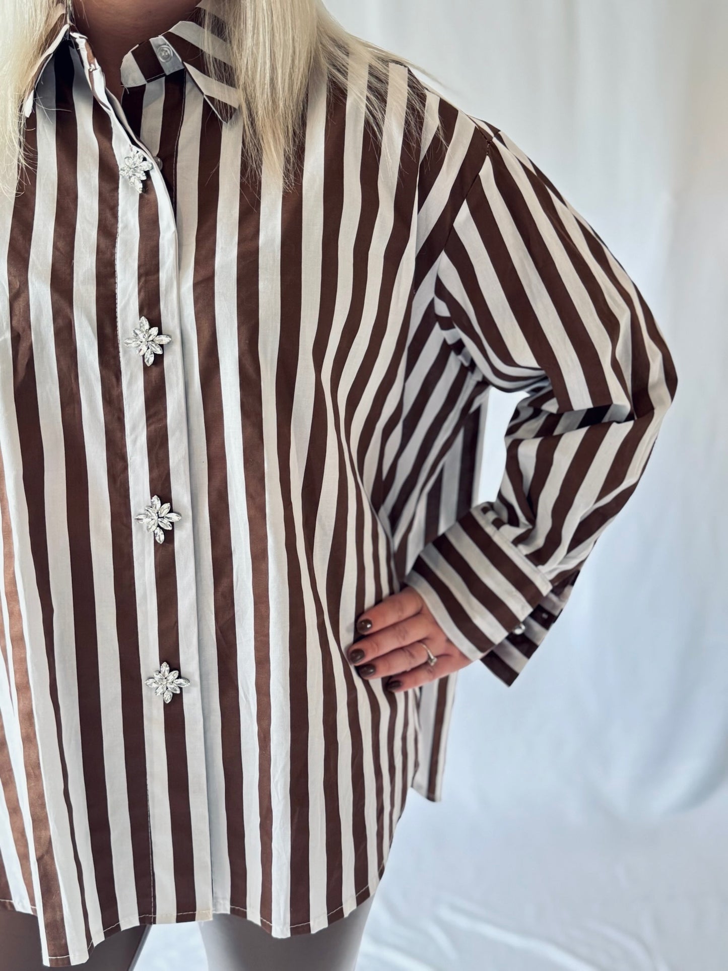 Bluse Braun/Weiß gestreift