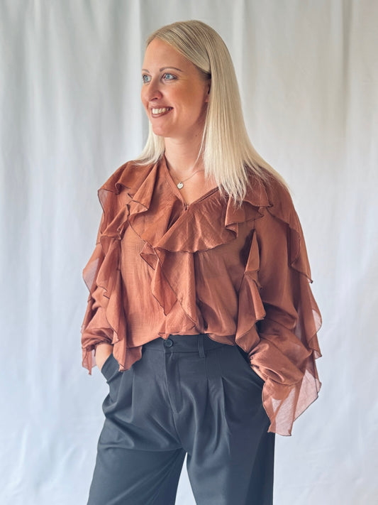 Volant Bluse Camel