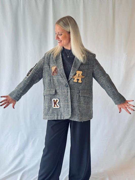 Statement Blazer Grau Kariert