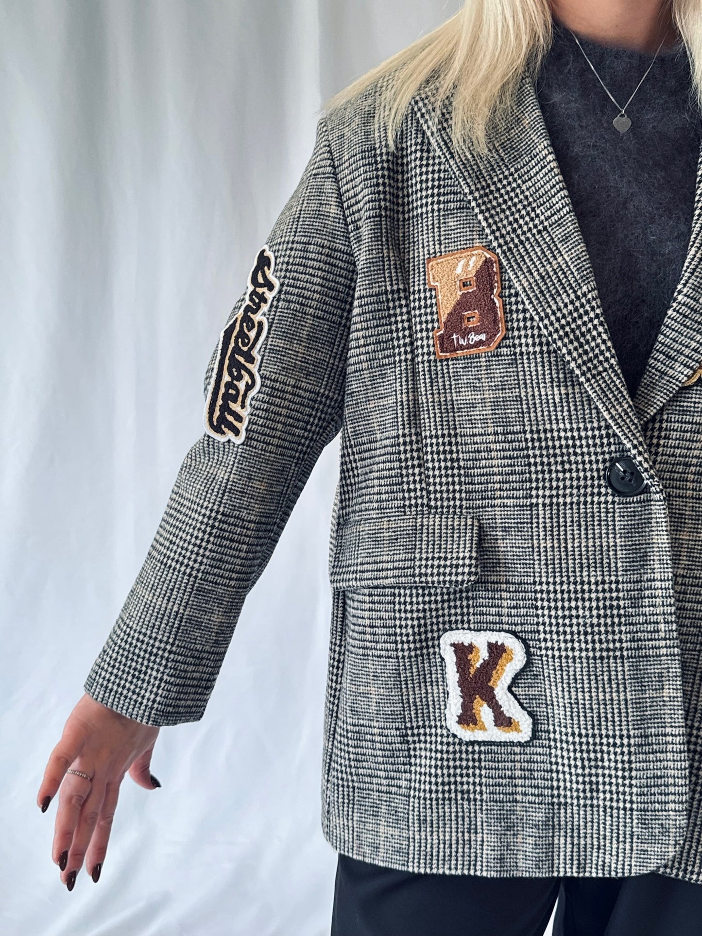 Statement Blazer Grau Kariert