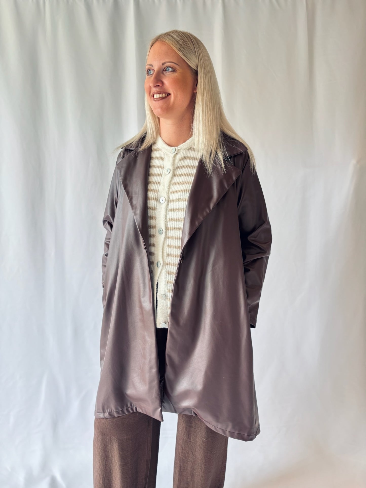 Lederimitat Mantel Braun