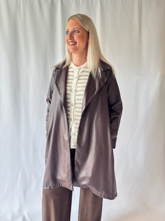 Lederimitat Mantel Braun