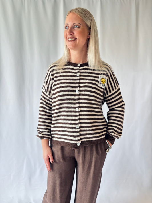 Strickcardigan Smiley Braun
